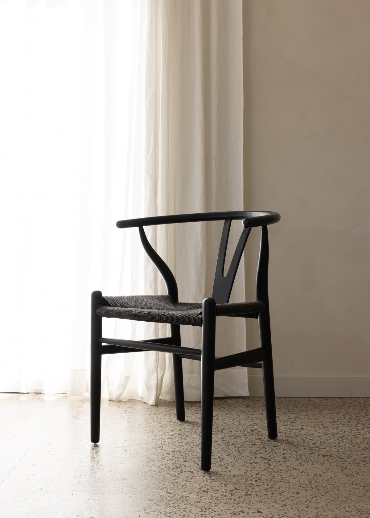 Wishbone Rope Chair in Black | Solid Timber Dining Furniture | Kayu ...