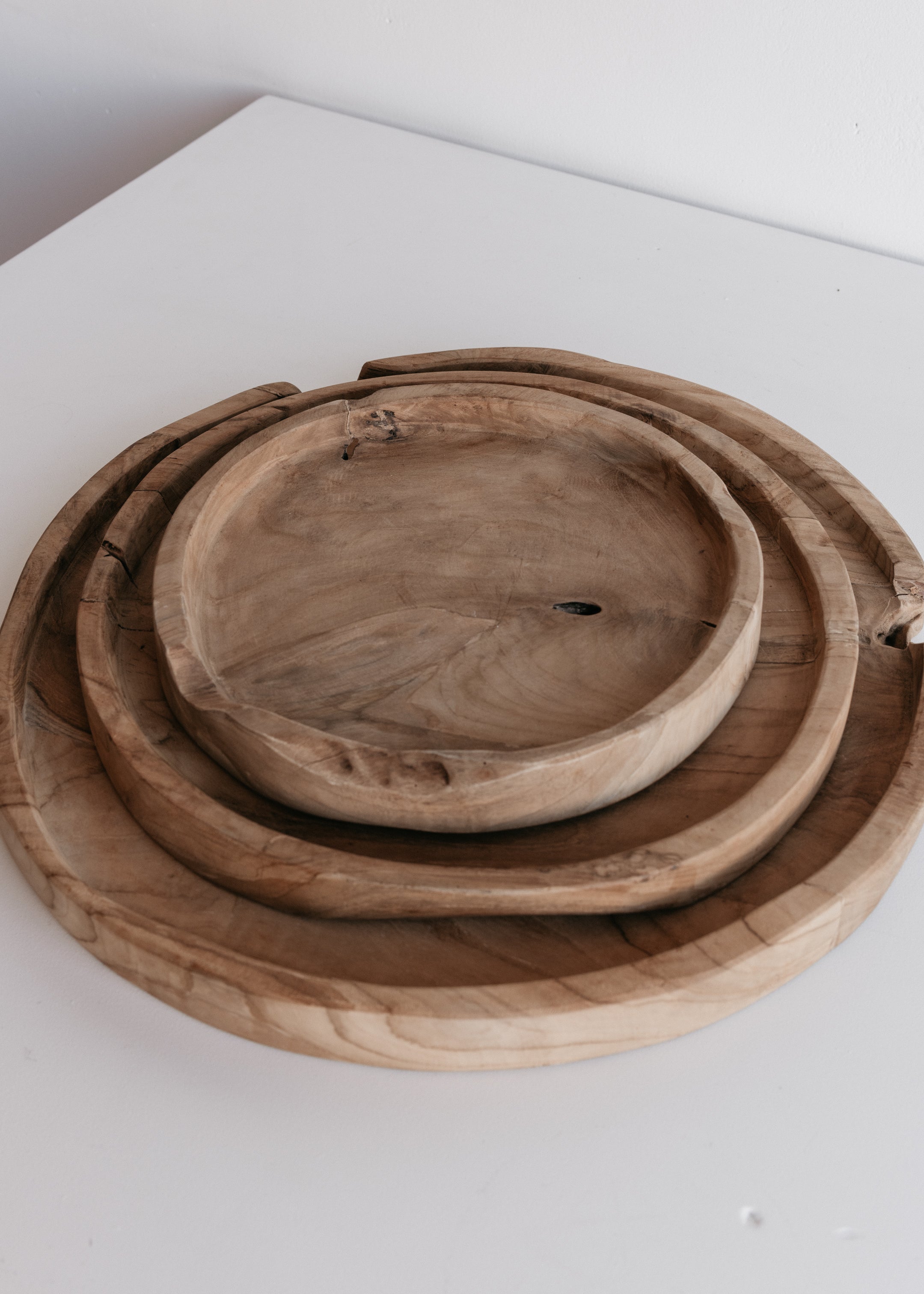 Rustic Round Wooden Tray / Medium