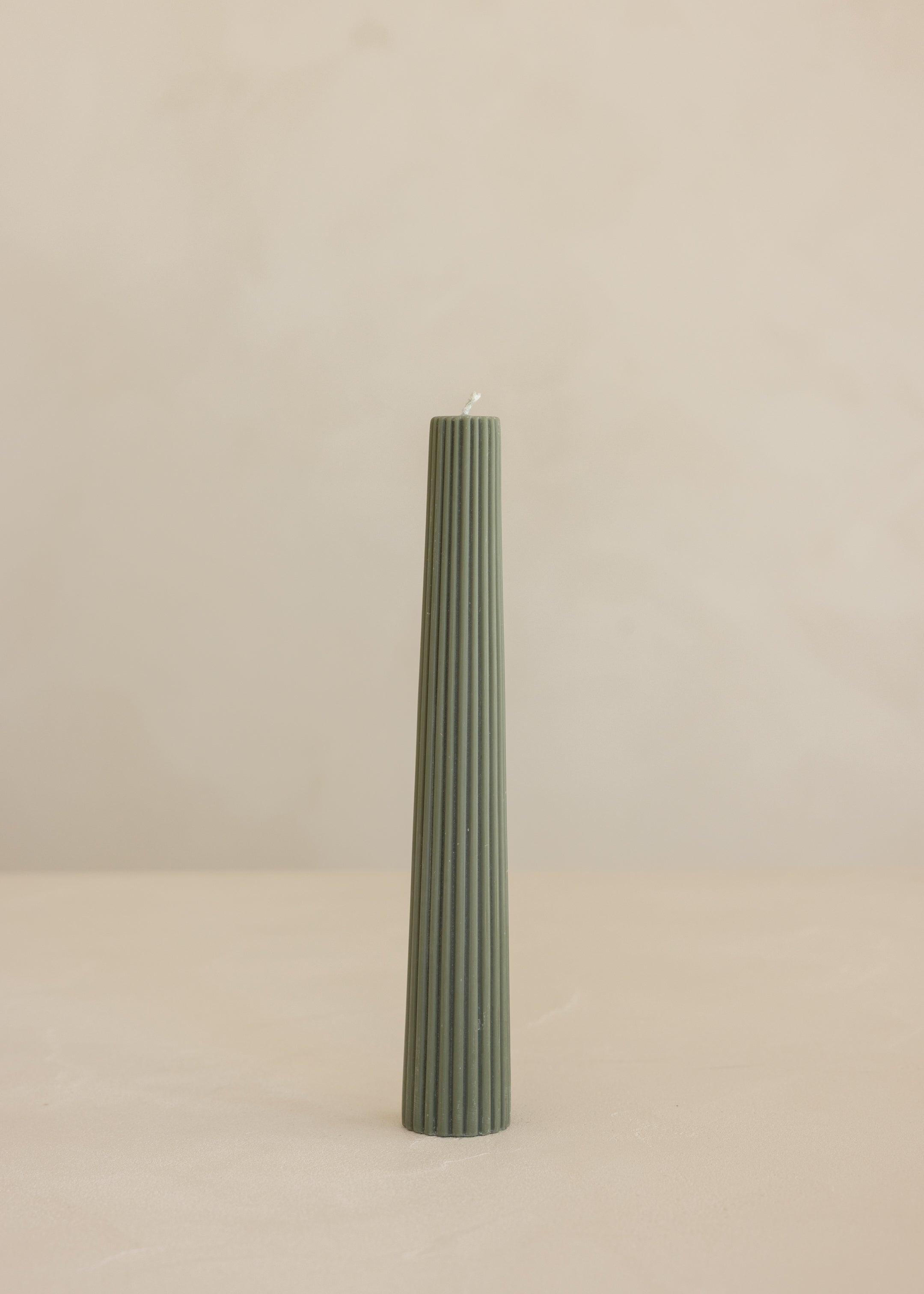 Tapered Lone Pillar Candle / Olive
