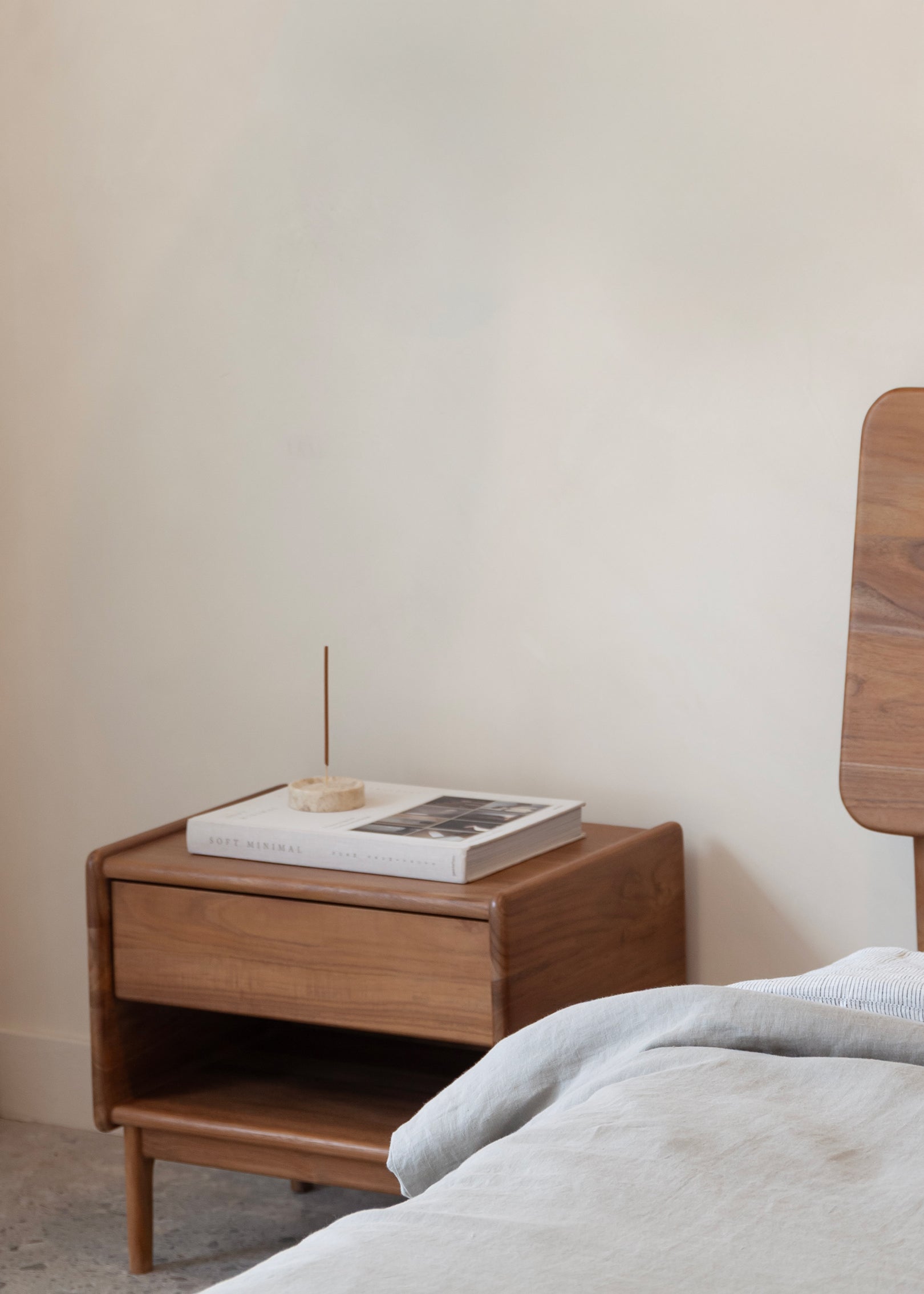 Noah Bedside Table / Dark Teak