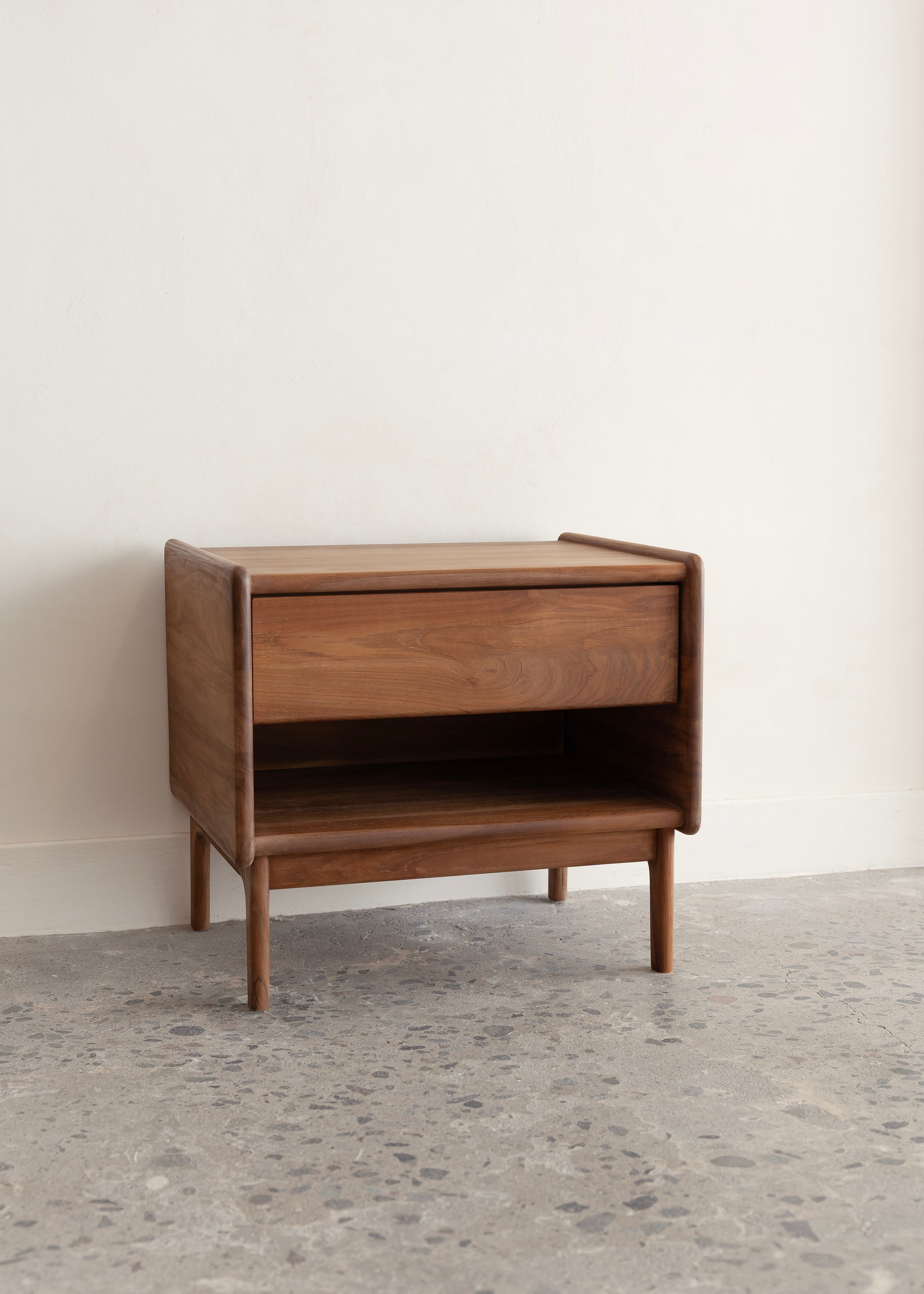 Noah Bedside Table / Dark Teak