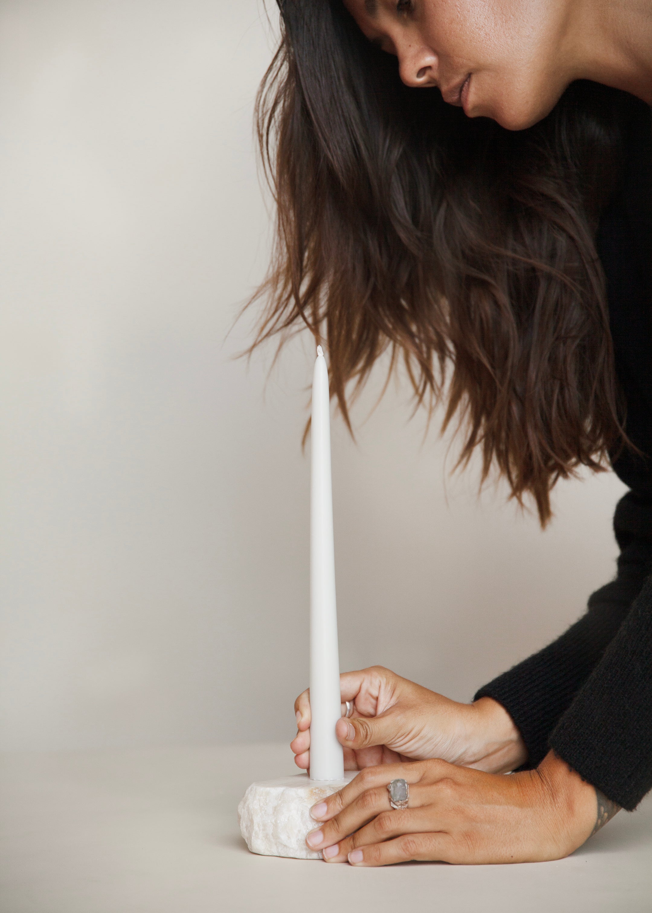 Onyx Candle Holder / Single / Ivory