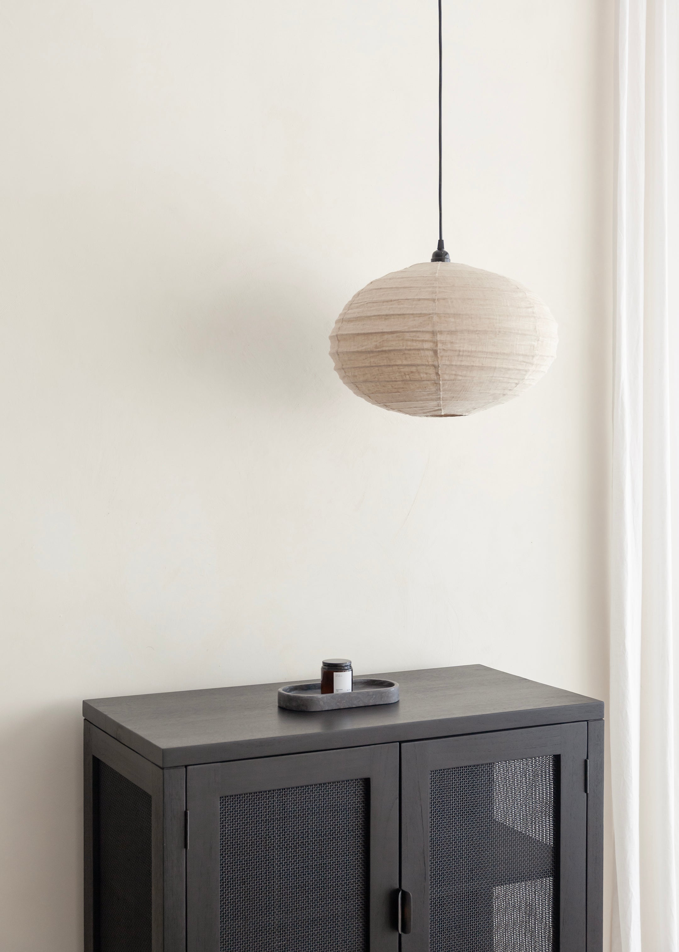 Oval Linen Lantern / Natural