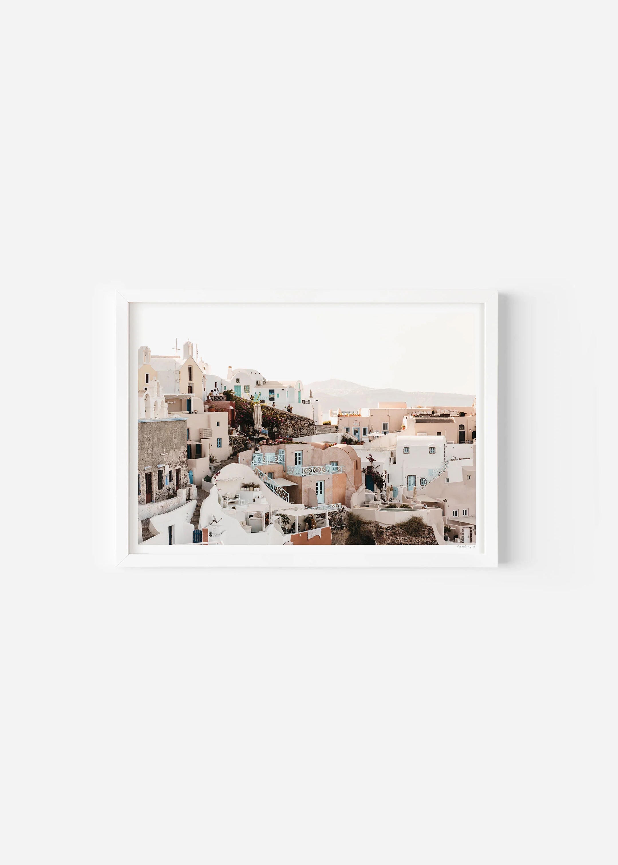 Pretty Santorini Scene / Size A1 / White Frame