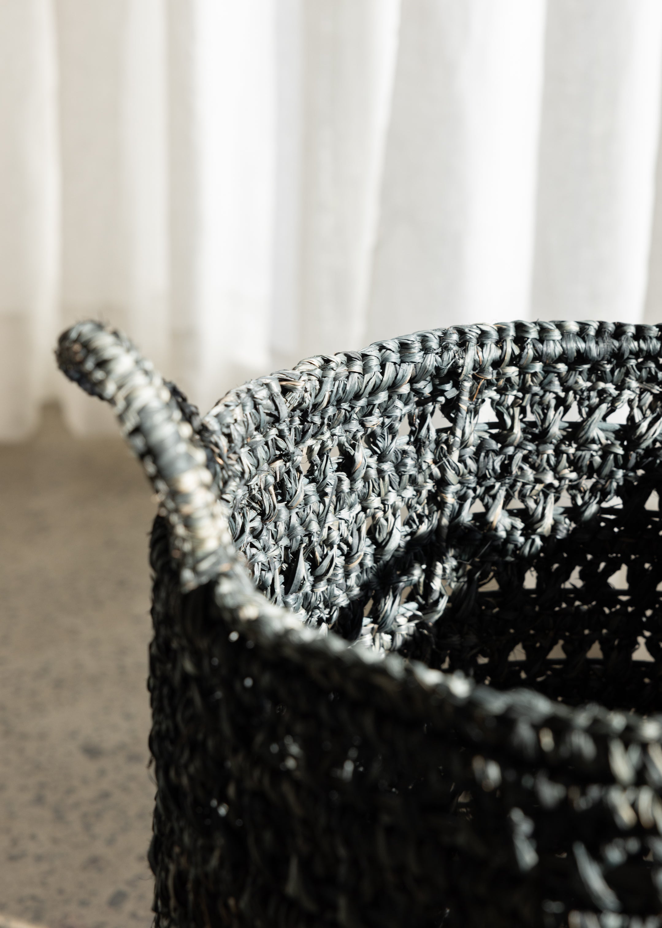 Ingrid Raffia Basket Set Of 2 / Charcoal