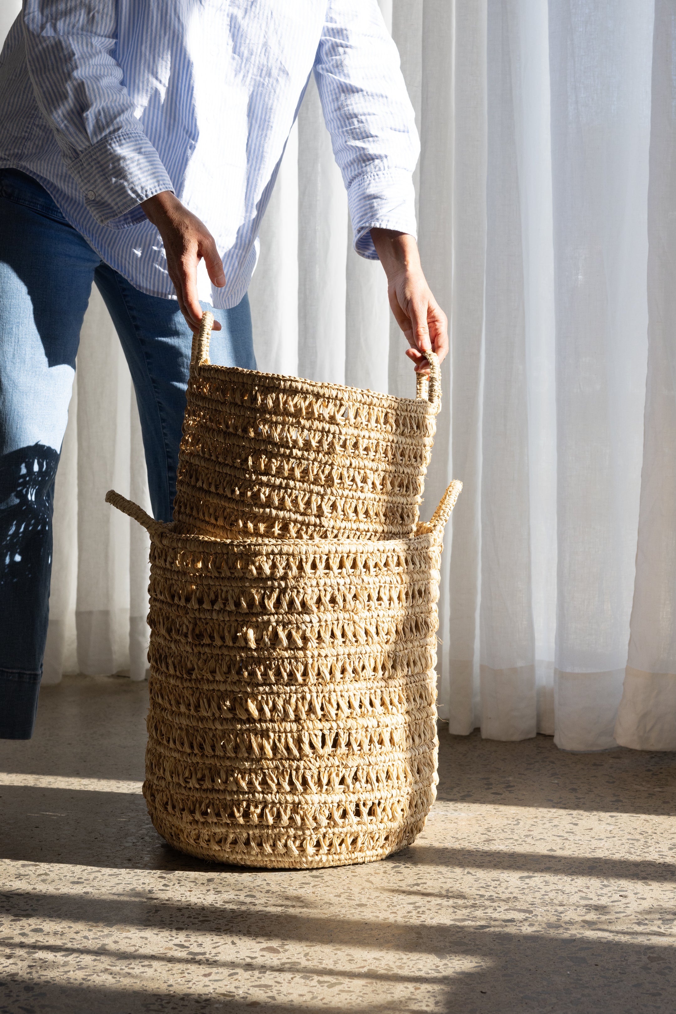 Ingrid Raffia Basket Set Of 2 / Natural