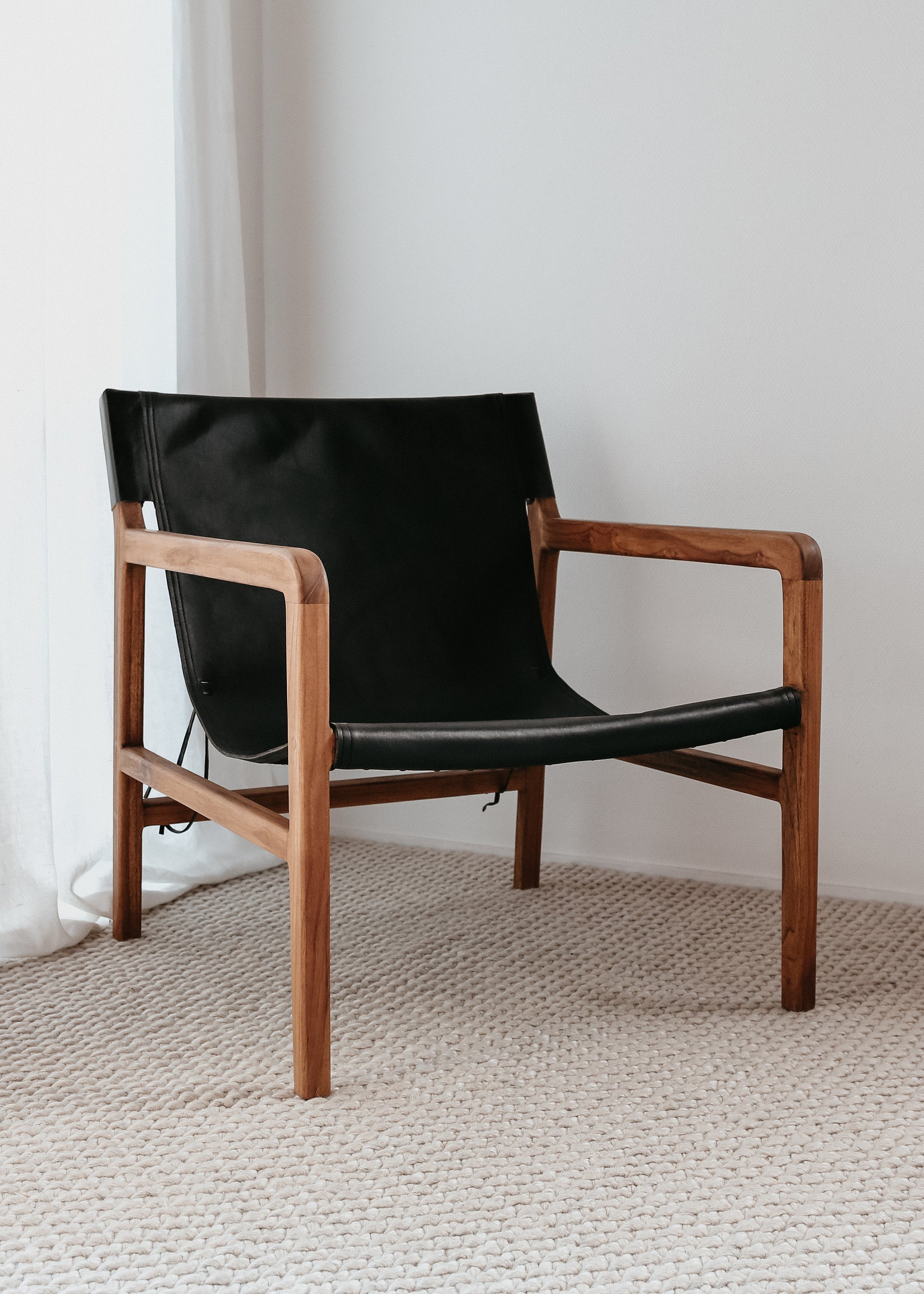 Leather Sling Chair Black