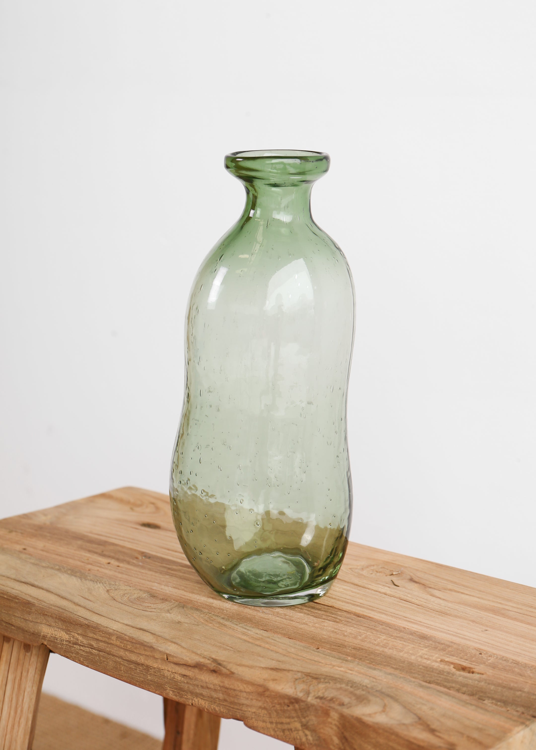 Tall Organic Bottle Vase / Green